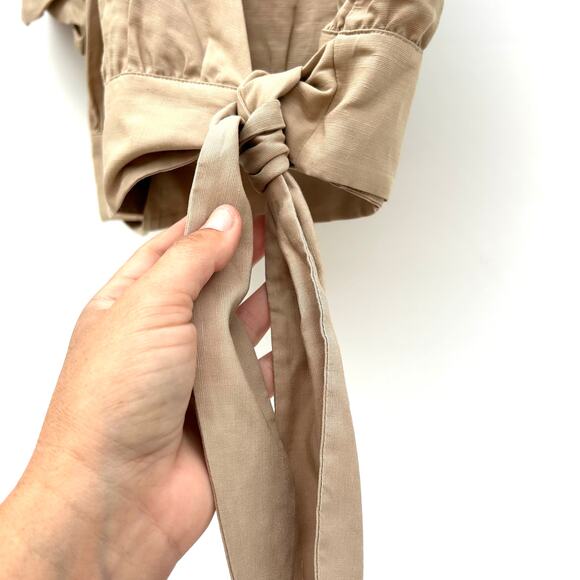 New & Other Stories Los Angeles Atelier Taupe Wrap Crop Tie Front Top 6 - Picture 6 of 9